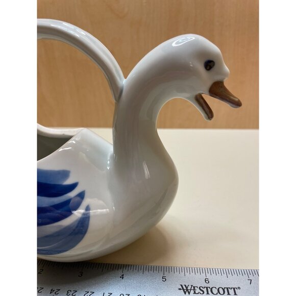 Small Vintage Takahashi Blue Ware Porcelain Swan/Goose Planter, Watering, Vase - Picture 8 of 10
